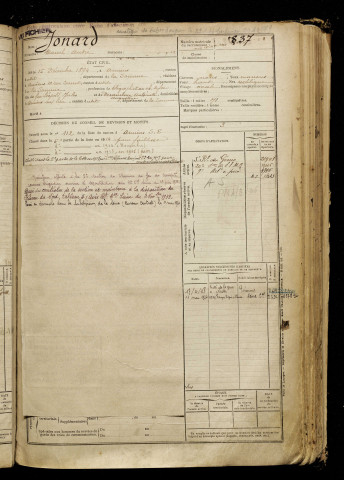 Jonard, Marcel André, né le 15 décembre 1894 à Amiens (Somme), classe 1914, matricule n° 837, Bureau de recrutement d'Amiens