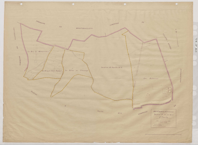 Plan du cadastre rénové - Bertangles : section A2