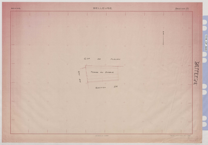 Plan du cadastre rénové - Belleuse : section ZI