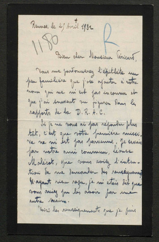 Témoignage de Bourges (Abbé) et correspondance avec Jacques Péricard