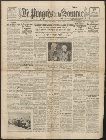Le Progrès de la Somme, numéro 18957, 25 juillet 1931