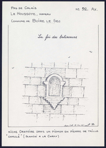 La Houssoye (hameau de Buire-le-Sec, Pas-de-Calais) : niche oratoire - (Reproduction interdite sans autorisation - © Claude Piette)
