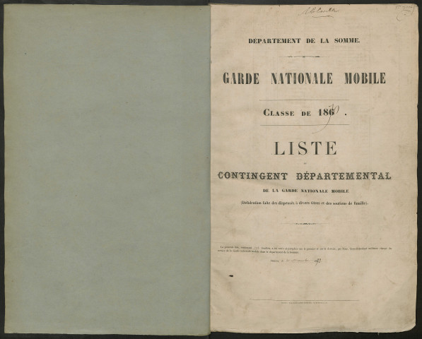 Abbeville : liste des hommes de la garde nationale mobile de la classe 1870