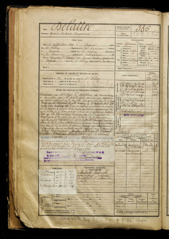 Delattre, Maurice Ambroise François, né le 16 septembre 1899 à Cayeux-sur-Mer (Somme), classe 1919, matricule n° 586, Bureau de recrutement d'Abbeville