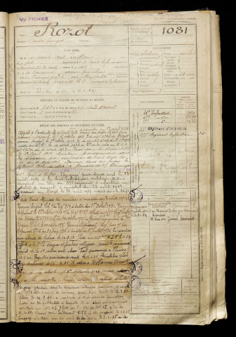 Rozot, André Georges, né le 11 août 1901 à Havre (Le) (Seine-Maritime), classe 1921, matricule n° 1081, Bureau de recrutement d'Amiens