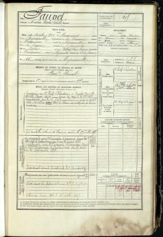 Fauvel, Nicolas Zéphir Achille, né le 14 octobre 1861 à Feuquières-en-Vimeu (Somme, France), classe 1881, matricule n° 215, Bureau de recrutement d'Abbeville