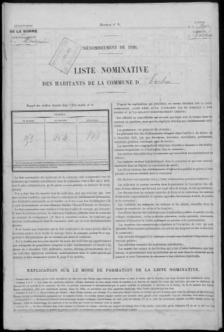 Recensement de la population : Ercheu