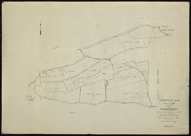 Plan du cadastre rénové - Canaples : section ZH