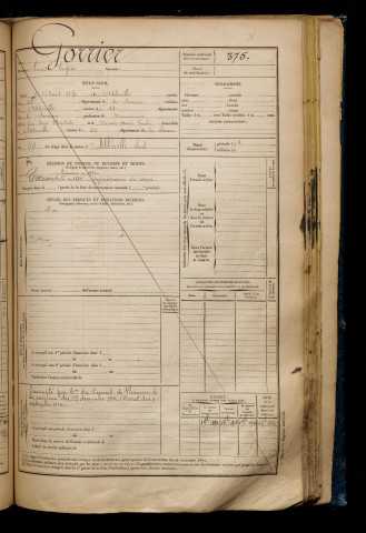Gorrier, Louis Eugène, né le 08 août 1870 à Abbeville (Somme), classe 1890, matricule n° 375, Bureau de recrutement d'Abbeville