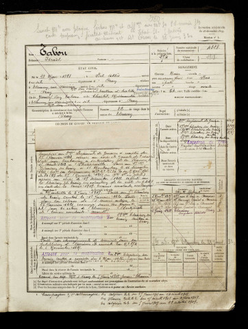 Tabou, Israël, né le 28 mars 1898 à Bel-Abbès (Algérie), classe 1918, matricule n° 4328, Bureau de recrutement d'Amiens