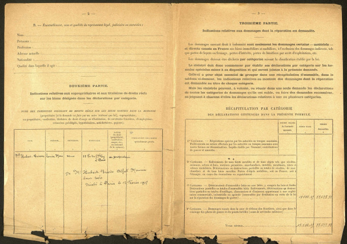 Corbie. Demande d'indemnisation des dommages de guerre : dossier Hubert-Brierre