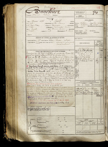 Bauchart, Marcel Gabriel, né le 21 mars 1896 à Roisel (Somme), classe 1916, matricule n° 710, Bureau de recrutement de Péronne