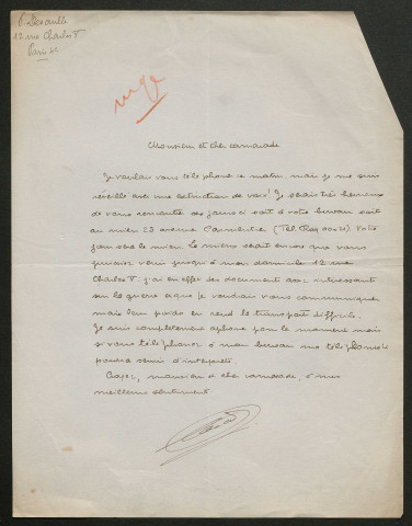 Témoignage de Desaulle, Pierre et correspondance avec Jacques Péricard