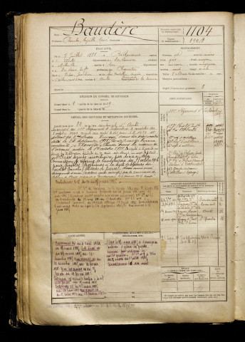 Baudère, Charles Cyrille Hervé, né le 07 juillet 1888 à Béthencourt-sur-Mer (Somme), classe 1908, matricule n° 1104, Bureau de recrutement d'Abbeville