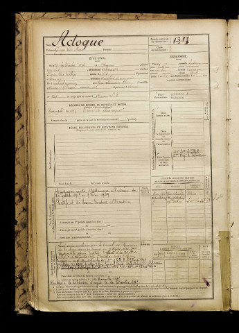 Acloque, Georges Louis Marie, né le 26 septembre 1876 à Amiens (Somme), classe 1896, matricule n° 1388, Bureau de recrutement d'Amiens