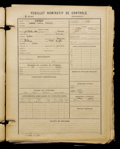 Caron, Hubert Aurele François, né le 14 octobre 1898 à Corbie (Somme), classe 1918, matricule n° 177, Bureau de recrutement d'Amiens