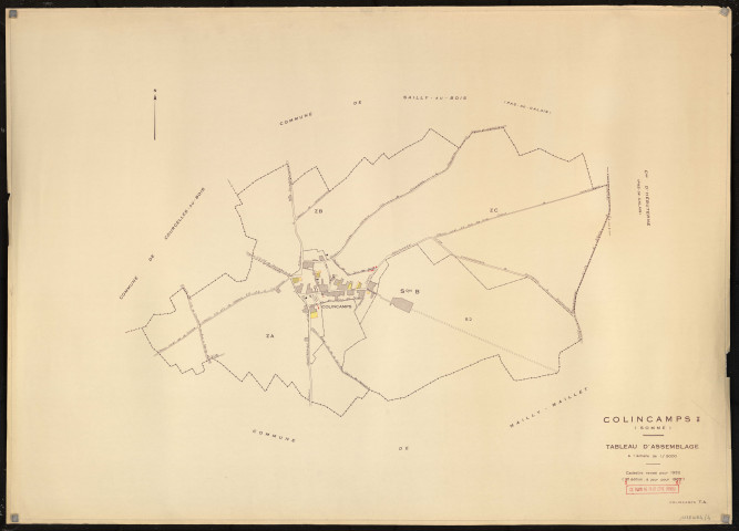 Plan du cadastre rénové - Colincamps : tableau d'assemblage (TA)