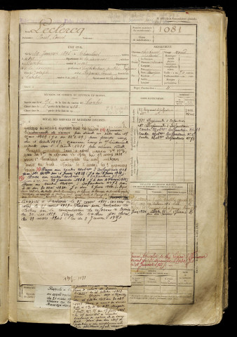 Leclercq, Paul Louis, né le 19 janvier 1895 à Chaulnes (Somme), classe 1915, matricule n° 1081, Bureau de recrutement d'Amiens