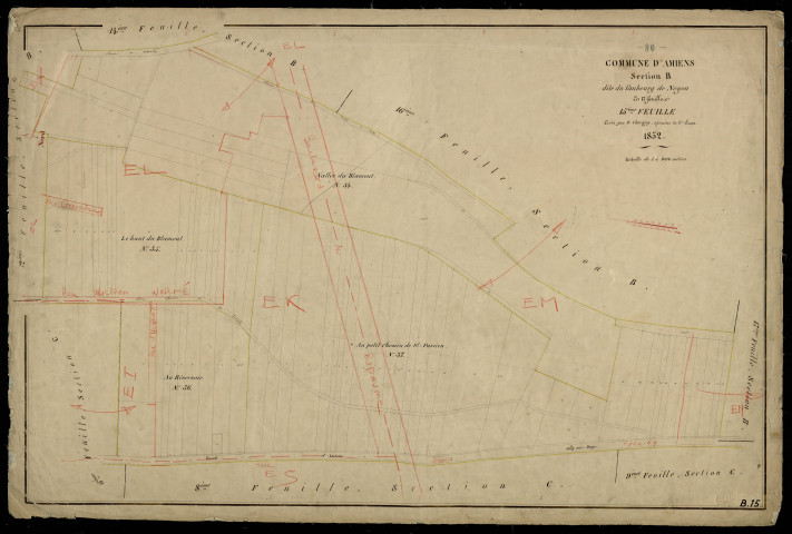 Plan du cadastre napoléonien - Amiens : Faubourg de Noyon (Le), B15