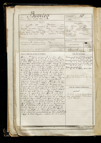 Burriez, Paul Anatole Octave, né le 03 juillet 1896 à Vironchaux (Somme), classe 1916, matricule n° 10, Bureau de recrutement d'Abbeville