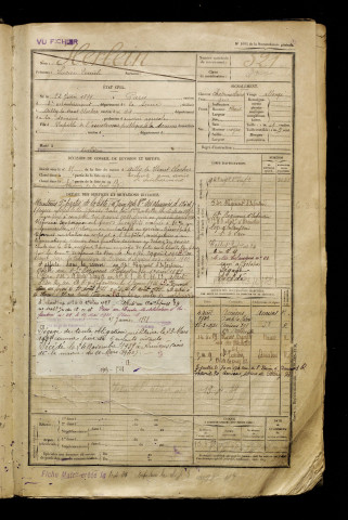 Herlein, Lucien Emile, né le 22 juin 1899 à Paris 3e Arrondissement (Paris), classe 1919, matricule n° 521, Bureau de recrutement d'Abbeville