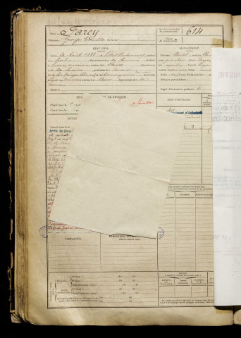 Farcy, Georges Camille, né le 20 août 1888 à Villers-Bretonneux (Somme), classe 1908, matricule n° 614, Bureau de recrutement d'Amiens