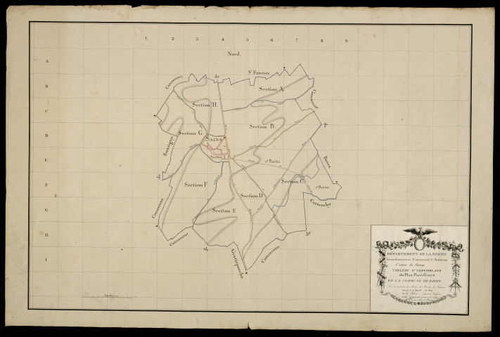 Plan du cadastre napoléonien - Sains-en-Amienois (Sains) : tableau d'assemblage