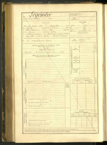 Legendre, Désiré Octave, né le 27 janvier 1863 à Bayonvillers (Somme, France), classe 1883, matricule n° sans numéro, Bureau de recrutement de Péronne