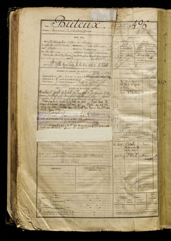 Buteux, Raymond Emile Achille, né le 25 décembre 1899 à Long (Somme), classe 1919, matricule n° 496, Bureau de recrutement d'Abbeville