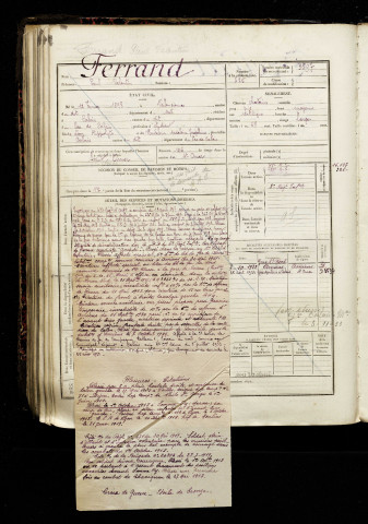 Ferrand, Paul Valentin, né le 12 février 1898 à Valenciennes (Nord), classe 1918, matricule n° 3597, Bureau de recrutement d'Amiens