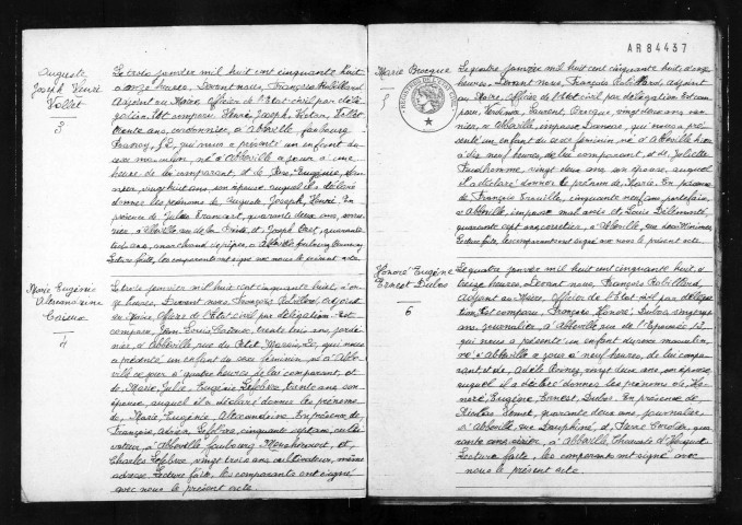 Abbeville : naissances, mariages, décès