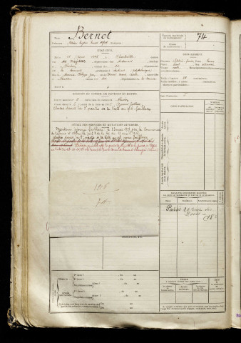 Bernet, Adrien Eugène Ernest Alfred, né le 18 août 1896 à Charleville-Mézières (Ardennes), classe 1916, matricule n° 74, Bureau de recrutement d'Abbeville