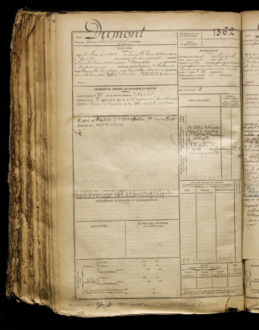 Dumont, Camille Léonard Arsène, né le 03 mars 1897 à Friville-Escarbotin (Somme), classe 1917, matricule n° 1362, Bureau de recrutement d'Abbeville