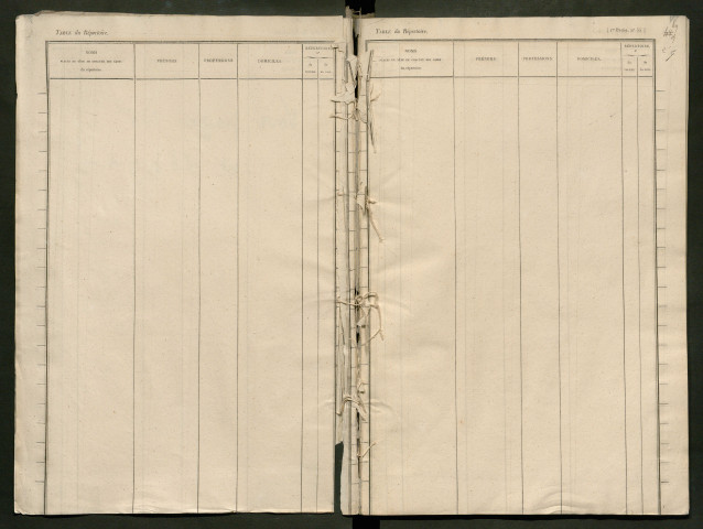 Table du répertoire des formalités, de Foursy à Fournier, registre n° 9 bis (Péronne)