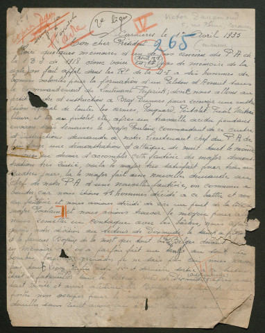 Témoignage de Drugmand, Victor et correspondance avec Jacques Péricard