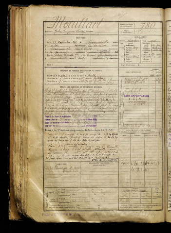 Mouillart, Jules Eugne Furcy, né le 22 novembre 1899 à Fressenneville (Somme), classe 1919, matricule n° 780, Bureau de recrutement d'Abbeville