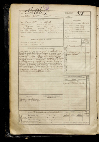 Delcuze, Albert Julien, né le 05 avril 1888 à Abbeville (Somme), classe 1908, matricule n° 518, Bureau de recrutement d'Abbeville