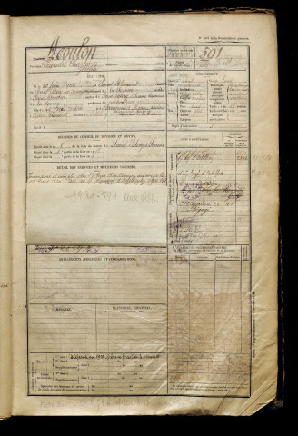 Acoulon, Léandre Charles Joseph, né le 30 juin 1900 à Saint-Blimont (Somme), classe 1920, matricule n° 591, Bureau de recrutement d'Abbeville