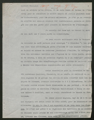 Témoignage de Fontaine-Loscaux, Lambert (Sergent) et correspondance avec Jacques Péricard