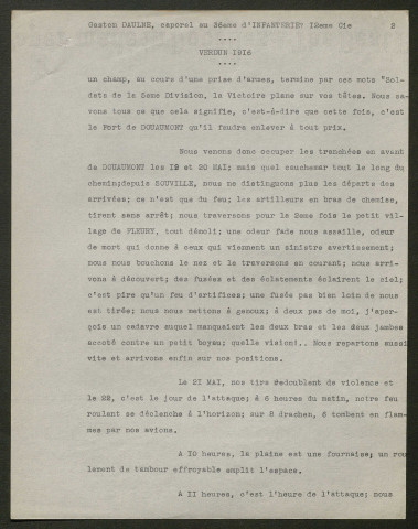 Témoignage de Daulne, Gaston (Caporal 12e Cie 36e RI) et correspondance avec Jacques Péricard