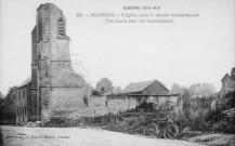 Becordel - L'Eglise, après le dernier bombardement - The churh after the bombardment