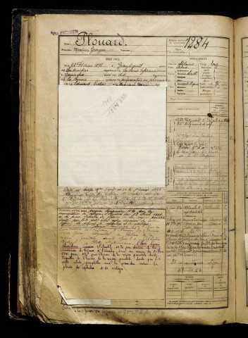 Plouard, Marius Georges, né le 22 février 1898 à Grandcourt (Seine-Maritime), classe 1918, matricule n° 1284, Bureau de recrutement d'Abbeville