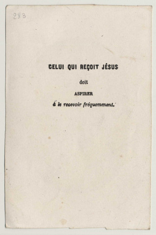 Prenez et mangez ceci est mon corps. Calice et hostie. Celui qui reçoit Jésus doit aspirer à le recevoir fréquemment