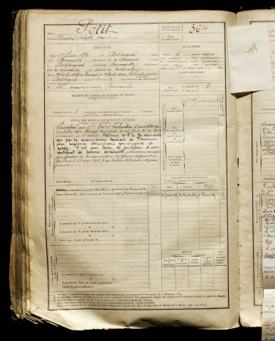 Petit, André Achille Oscar, né le 01 juin 1889 à Boisbergues (Somme), classe 1909, matricule n° 364, Bureau de recrutement d'Abbeville