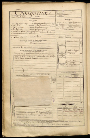 Trongneux, Paul Sylvain, né le 30 mars 1874 à Beauquesne (Somme), classe 1894, matricule n° 116, Bureau de recrutement d'Abbeville