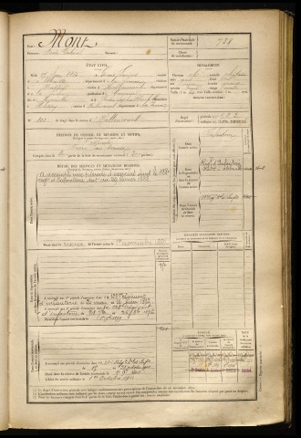 Mont, Isaïe Gabriel, né le 17 juin 1865 à Grand-Laviers (Somme), classe 1885, matricule n° 738, Bureau de recrutement d'Abbeville