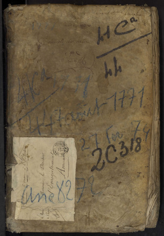 Contrôle des actes du bureau d'Airaines pour la période du 7 août 1771 au 27 février 1774