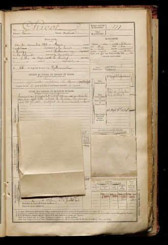 Chicot, Louis, né le 20 novembre 1873 à Paris (Paris), classe 1893, matricule n° 777, Bureau de recrutement d'Abbeville