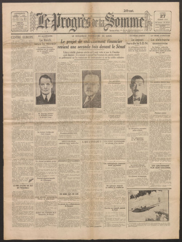 Le Progrès de la Somme, numéro 19541, 27 février 1933