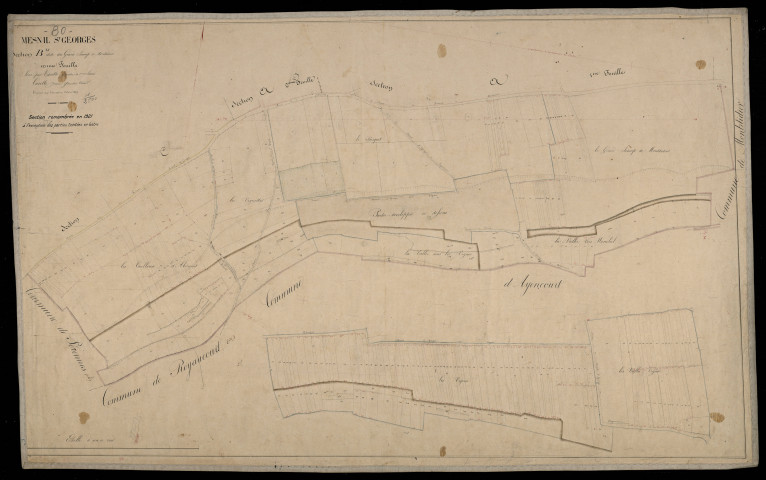 Plan du cadastre napoléonien - Mesnil-Saint-Georges : Grand Champ de Montdidier (Le), B et partie développée de B